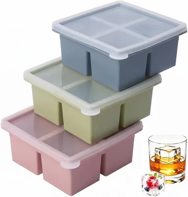 Silicone Ice Making Molds 3-Pack - Easy Demolding with Lid