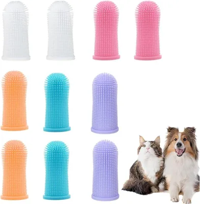 10 Piezas Cepillo de Dientes para Perro con Diseño de Dedo
