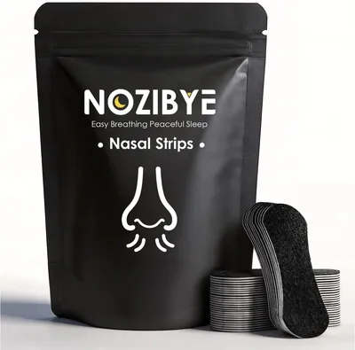 شرائط أنفية Nozibye للتنفس (60 قطعة، داكنة) - شريطات للأنف لتحسين تدفق الهواء والراحة