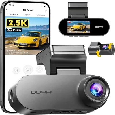 DDPAI Dash Cam 2.5K+1080P Front & Rear, 18% Off