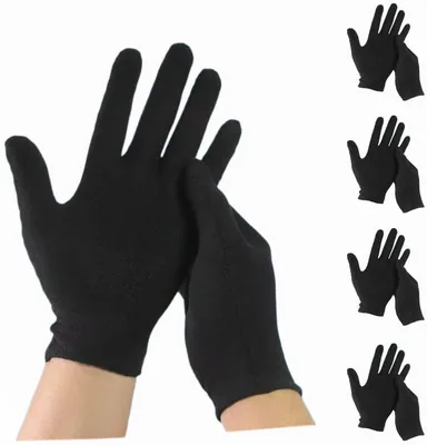 5 Pairs Black Cotton Gloves - Breathable Sleep Gloves