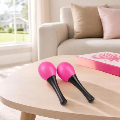 Maracas de Percusión Manual para Práctica - 2 Sonajeros con Conchas y Asas de Plástico ABS, 5.1 Pulgadas, Aspecto Brillante