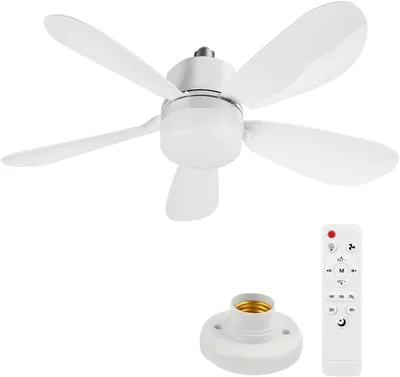 Deckenventilator mit Licht, 52 cm/42 cm Lampenblatt, Ventilator mit Fernbedienung, 5-Blatt, leise Funktion, 3 Modi, dimmbar, Timer
