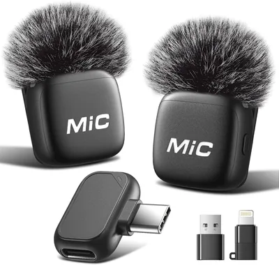 Micrófono Lavalier Inalámbrico 2 en 1 para iPhone y Android, Pack de 2 | para TikTok, entrevistas