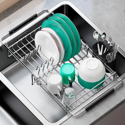 Urackify Expandable Dish Drying Rack - 14.5"-18", Silver Stainless Steel Best Deal