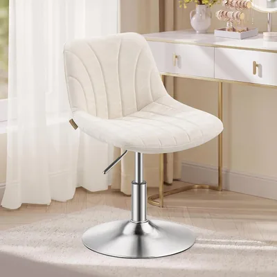 Silla de tocador VASAGLE con reposabrazos giratoria 360°, ajustable en altura, cuero sintético PU, 43.0 x 46.5 x (65.5-77.5) cm - 15% de descuento