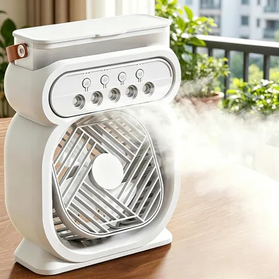 Climatiseur portable 4 en 1, Mini climatiseur mobile sans évacuation, Niveau de refroidissement ajustable et brumisation, Meilleure offre !