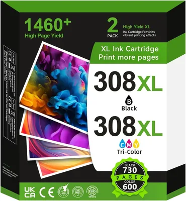 Cartouches d'impression HP 308 XL, noires et couleur compatibles avec les cartouches d'encre originales HP 308