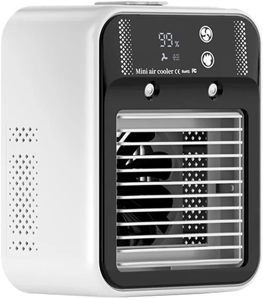 Calefactor de aire portátil - Mini acondicionador de aire | Ventiladores personales silenciosos | 2 velocidades de viento pequeño refrigerador de aire | Evaporativo