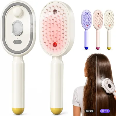Elektischer Sprühluftkissenbürste für Frauen, 4-in-1 Dampfhaarbürste mit Feiner Nebel, Ladezeitliche Elektrische Haarbürste, Antista
