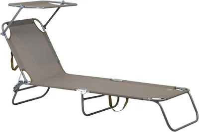Totò Piccinni Jamaica Folding Sun Lounger in Acciaio e Textilene - Sdraio da Giardino e Mare con Tetto, Transportabile con Cinghie
