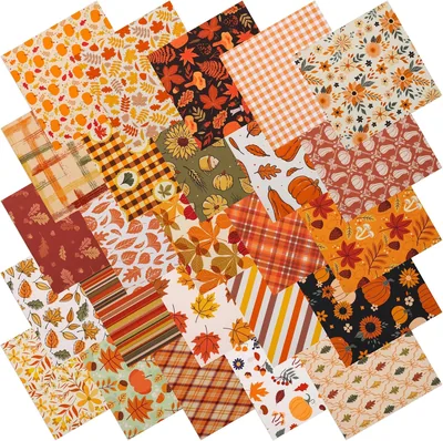 25 PCS Autumn Patchwork Fabric Squares - Best Deal
