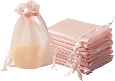 20 Pcs Pink Organza Gift Bags - 4 x 6 Inch Drawstring Favor Bags, Best Deal