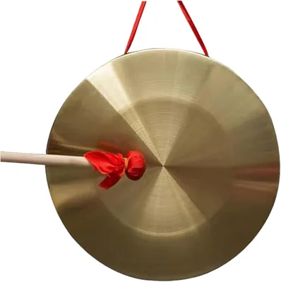 Gong chino de 12 pulgadas con batidor y cinta colgante roja - Mejor Oferta