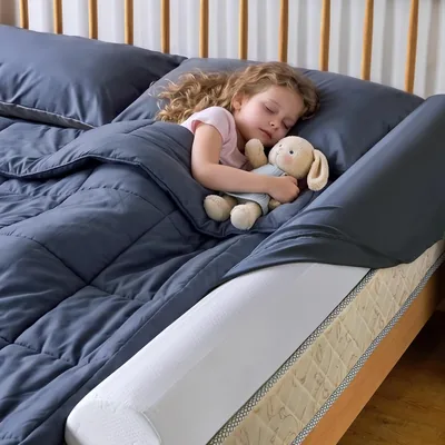 ZEIXIHY Children's Bed Draught Excluder, Barrière de lit semi-cylindrique en mousse avec couverture amovible et lavable, Protection antidérapante