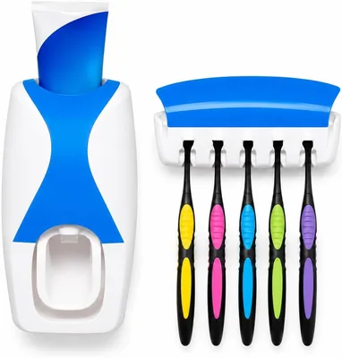 Toothpaste Dispenser & Holder Set - Wall Mounted Organizer with Automatic Squeezer