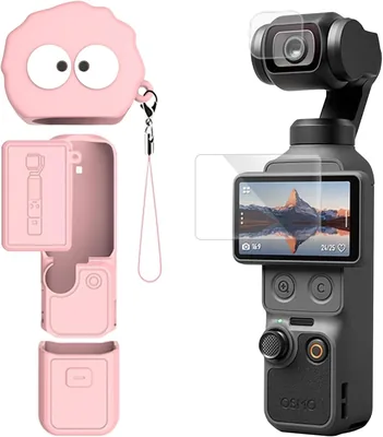 DJI Osmo Pocket 4 Silicone Case - Shockproof & Protective, Tempered Glass Screen Protector