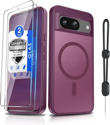 Dizn Magnetyczne etui ochronne do Google Pixel 8 6,2 cala 2023: Szkło hartowane Screen Protector, MagSafe, łańcuszek