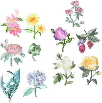 X Spring Embroidered Iron On Patches, 11 PCS Assorted Sizes