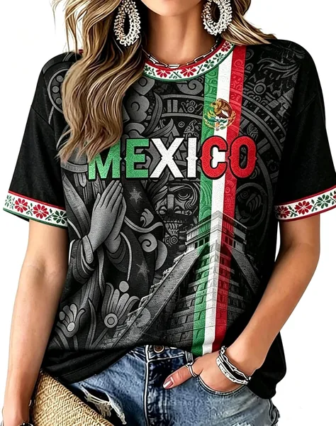 Camiseta México Mundial 2026 para Mujer - Manga Corta con Gráficos