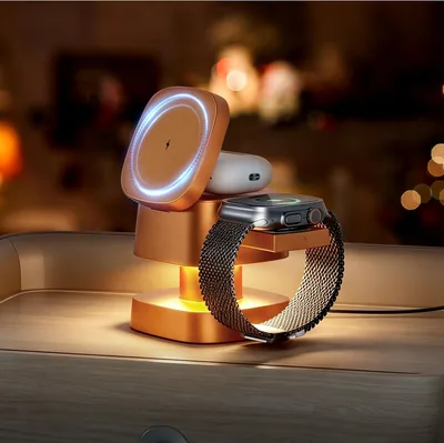 4-in-1 Charging Station for Apple Devices - Wireless Charger with Night Light