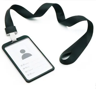 ID Card Holder with Lanyard - Black Portrait