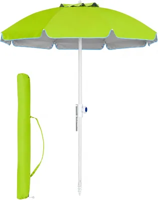 IlGruppone Maxi Beach Parasol 220 cm con Protezione UV, Polo a Vite e Regolazione dell'Angolo, Ombrellone da Spiaggia con Impedimento al Vento - Miglior Affare