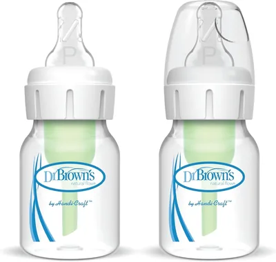 Dr. Brown’s Natural Flow® Anti-Colic Narrow Baby Bottle, 2oz/60mL with Preemie Flow™ Nipple, 2 Pack