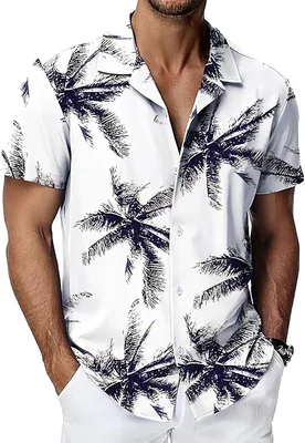 Camisa Hawaiana para Hombre - QC-FDC Ropa Playa Manga Corta con Botones Estampado De Playa Tejido Transpirable