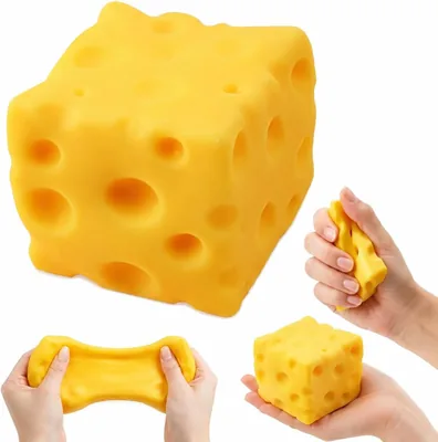 Sensory Cheese Block Squishy Cube - Slow Rise Silicone Fidget Toy