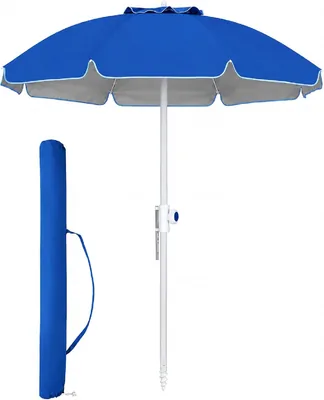 IlGruppone Maxi Beach Parasol 220 cm con Protezione UV, Piede a Vite e Regolazione dell'Angolo, Ombrellone da Spiaggia con Sistema Antivento
