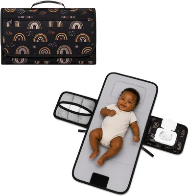 Portable Diaper Changing Pad - Waterproof Nappy Mat with Wipes Pocket