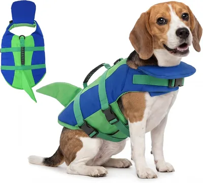Vestido de Natación para Perros Ranphy Shark con Flotador de Mentón, Alta Flotabilidad y Mandil de Rescate