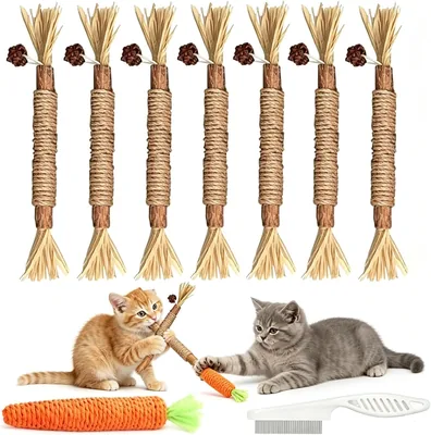 7 PCS Palitos Dentales de Silvervine para Gatos | Juguetes Naturales para Masticar y Cuidado Bucal
