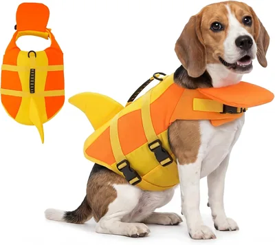 Chaleco salvavidas Ranphy Tiburón para perros con flotador de mentón, alta flotabilidad y mango de rescate