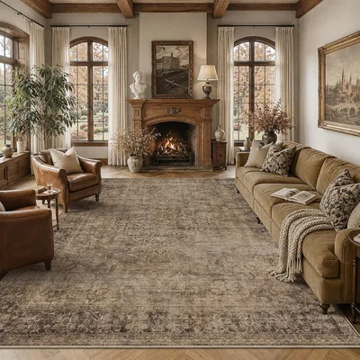 HelloTree 8x10 Vintage Washable Area Rug Brown Best Deal