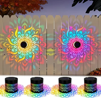 Lumière solaire générique Flower, éclairage de inondation à changement de couleur Mandala, LED étanche pour utilisation extérieure