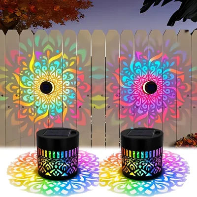 Éclairage solaire mural Flower Générique, lumière de inondation Mandala à changement de couleur, LED étanche pour usage extérieur - 48% de réduction