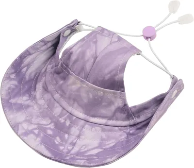 Tie-Dye Dog Baseball Hat with Ear Holes, Purple, Large