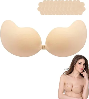 Soutien-gorge adhésif, sans dos invisible push-up bra sans armature réutilisable respirant