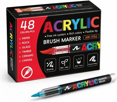 48 Colors Acrylic Paint Pens - Quick-Drying Waterproof Markers