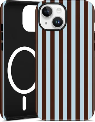 Magnetisk strömbeskerad fall för iPhone 13/14, Blå-brun