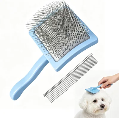 2Pcs Pet Slicker Brush 2 Colors Dog Cat Grooming Brush For Shedding Fur Best Deal