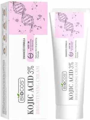 BIOCOS Kojic Acid Cream - Dark Spot & Hyperpigmentation Remover, Skin Brightener, Glycolic Acid & Aloe Vera, 25.00 AED