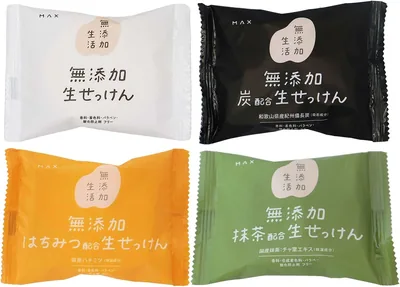 無添加ライフスタイルソープ 80g × 4セット（生ハチミツ、炭、マチャ茶） - 敏感肌向け、日本製