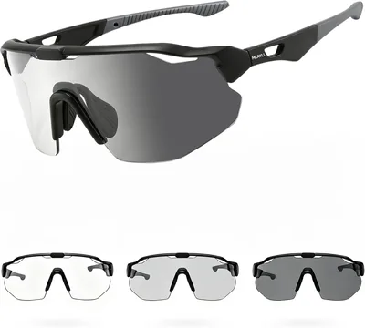 Meayll Fahrradbrille für Männer und Frauen - Photochromatisch, UV400, 27 g leicht, verstellbarer Nasenpad, Sportbrille TR90