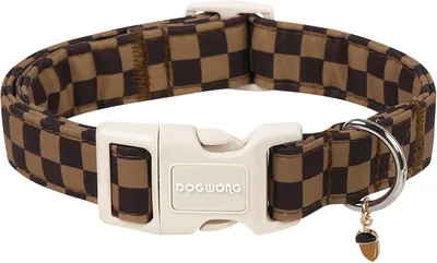 DOGWONG Brown Checked Dog Collar Best Deal