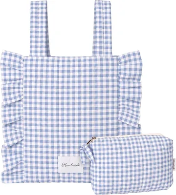 Abbylike Plaid Stroller Bag Stroller Organizer | with Detachable Handle Drawstring Pocket, Ruffle St