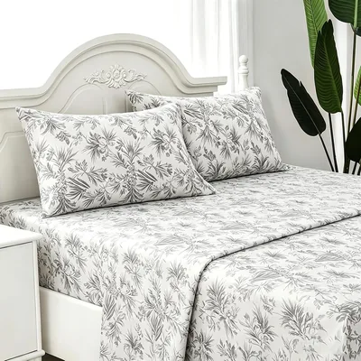 Set de sábanas de 4 piezas - Huso ajustable para camas de 150 x 190 cm, top de cama 230 x 260 cm y dos fundas de almohada de 50 x 75 cm, 100% Poliéster. **60% de descuento**