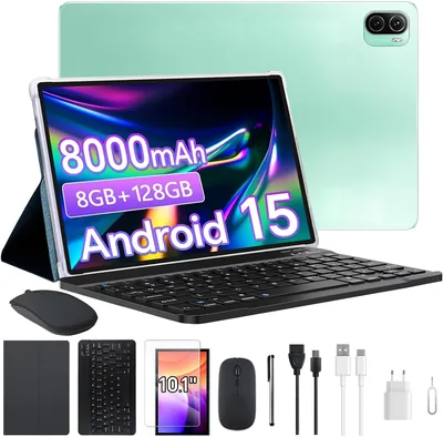 Tablet Xixaomiro Android 15 Pad 10.1', Câmera 13MP + 5MP, Bateria 8000mAh - Kit Completo com Acessórios